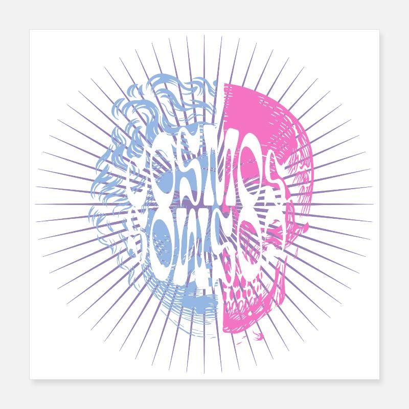 Conception typographique du crâne cosmique Poster 40 x 40 cm