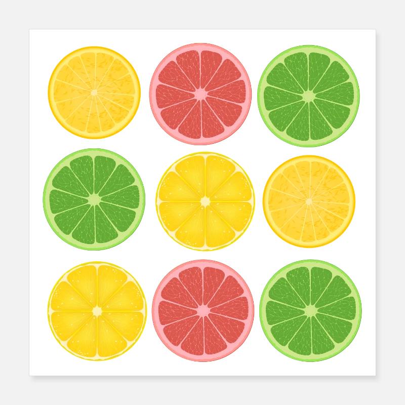 Frucht-Zitrus-Color-Blocking-Design Poster 40x40 cm