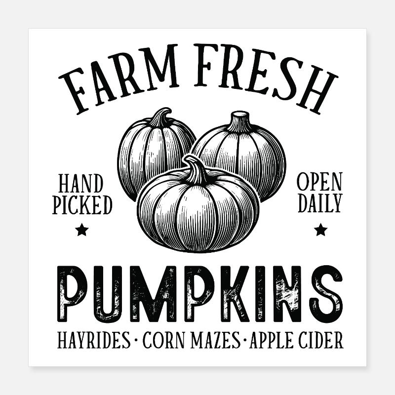 Citrouilles d’automne avec style rustique Poster 40 x 40 cm