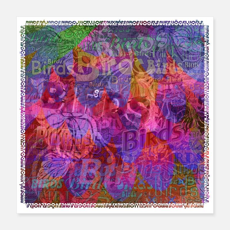 Mots & Oiseaux V1 Poster 40 x 40 cm