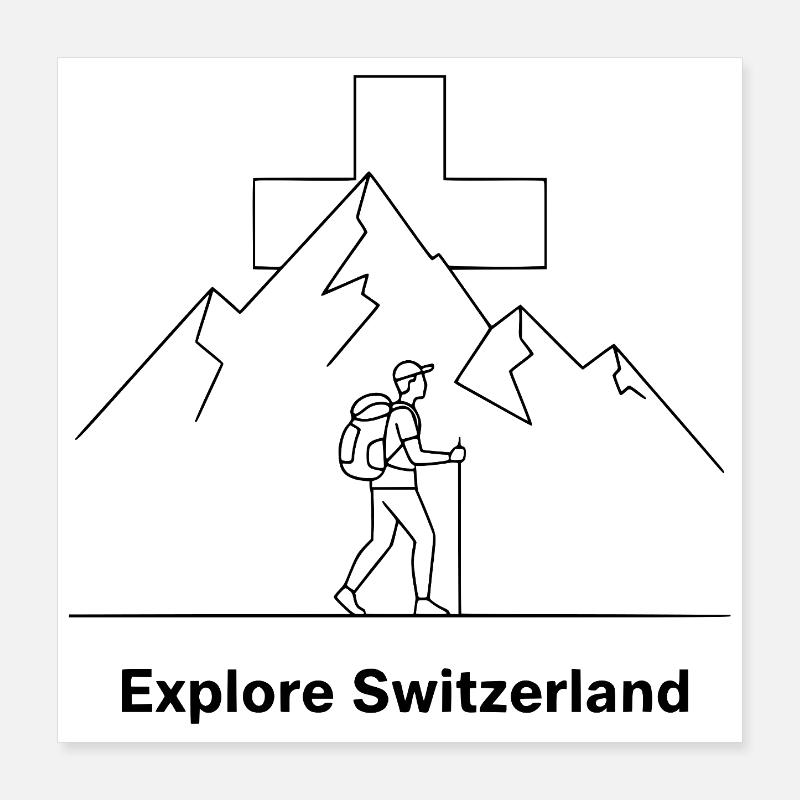 Explore Switzerland Wander Motiv Poster 40x40 cm