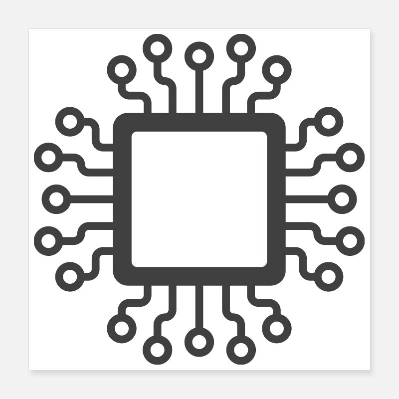 Logo de l’icône du circuit de micropuce Poster 40 x 40 cm