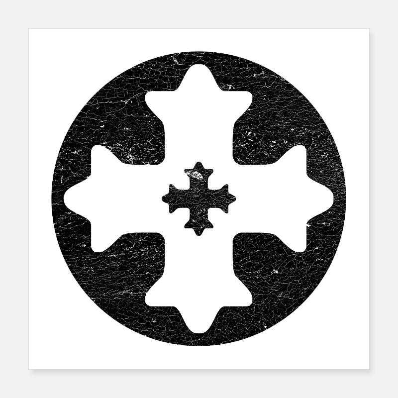 Croix copte orientale dans cercle noir Poster 40 x 40 cm