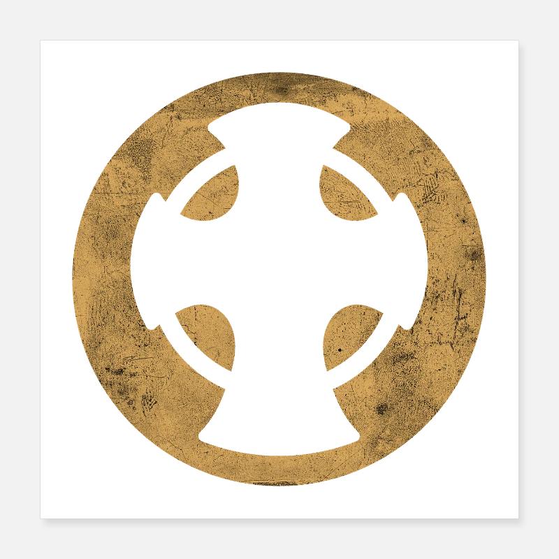 Novgorod cross golden circle illustration Poster 16" x 16" (40x40 cm)