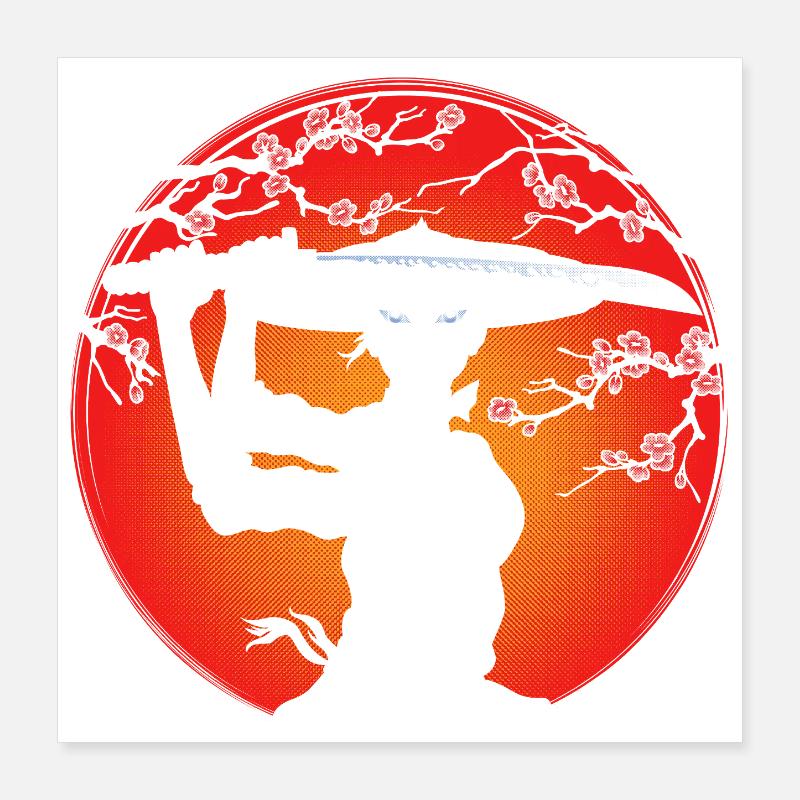 Samurai-Mädchen Poster 40x40 cm