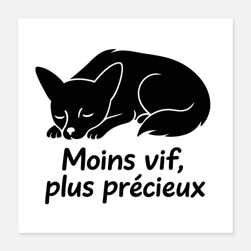 Chien endormi avec texte Moins vif Poster 40 x 40 cm
