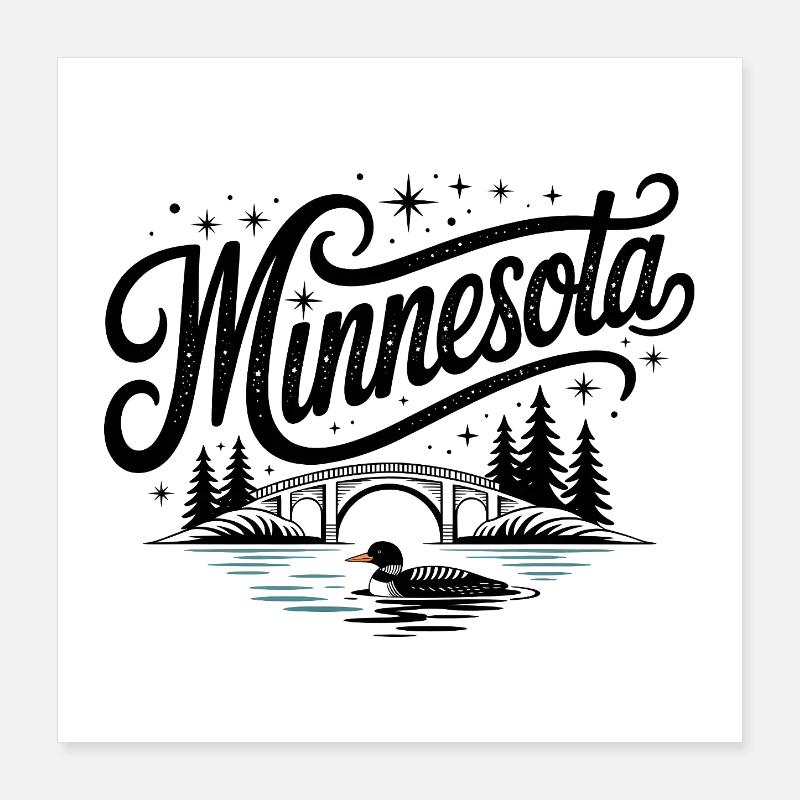 Minnesota - Souvenir États-Unis State Design Poster 40 x 40 cm