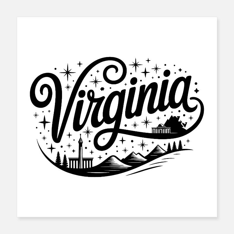Virginia - Souvenir USA State Design Poster 16" x 16" (40x40 cm)
