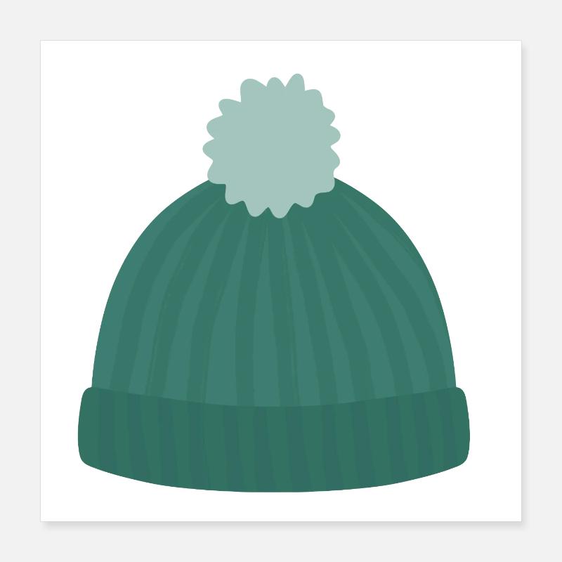 Strickmütze mit Pom Pom Poster 40x40 cm