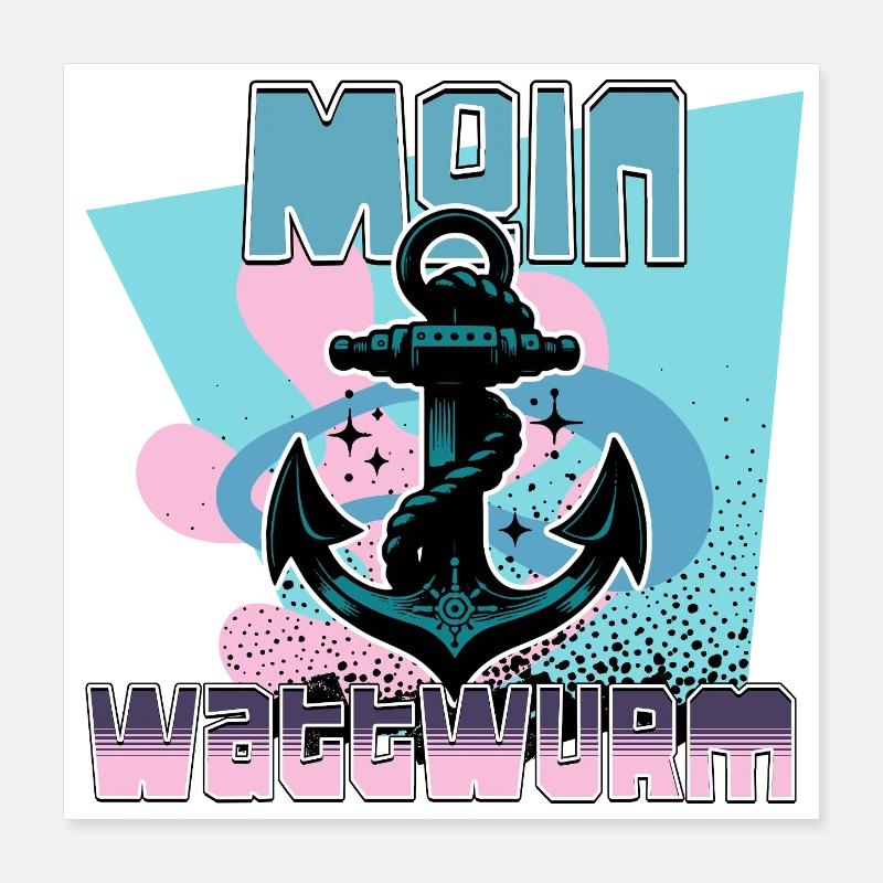 Maritime Anchor with Rope Design Poster 16" x 16" (40x40 cm)