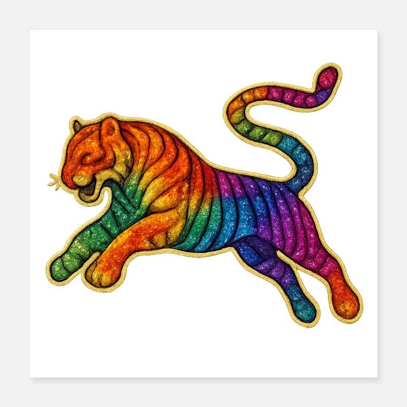 Rainbow Tiger Poster 16" x 16" (40x40 cm)