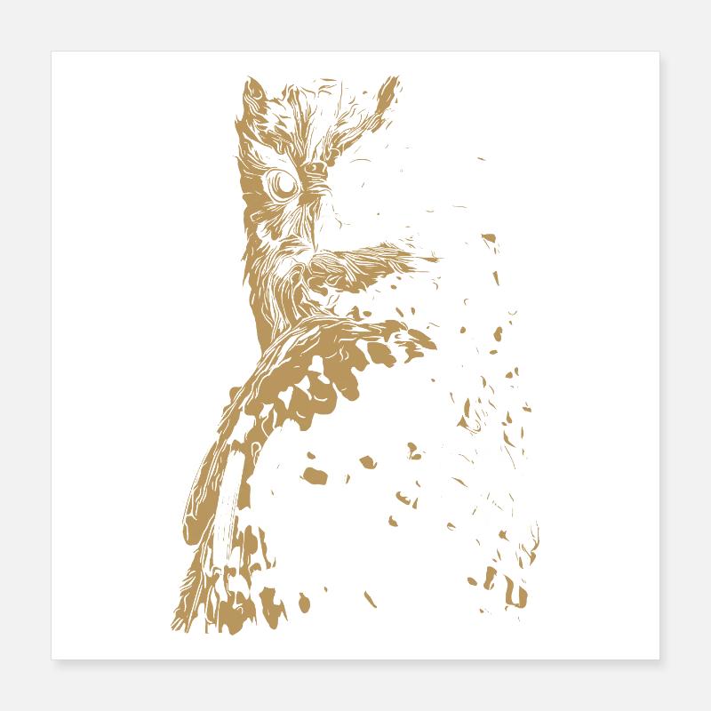 Die Eule mit dem Wort Weisheit, deren Symbol sie ist Poster 40x40 cm