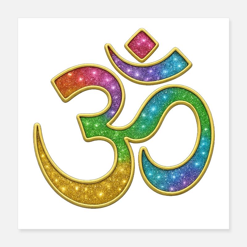 Regenbogen Om Symbol im Glitter-Design Poster 40x40 cm