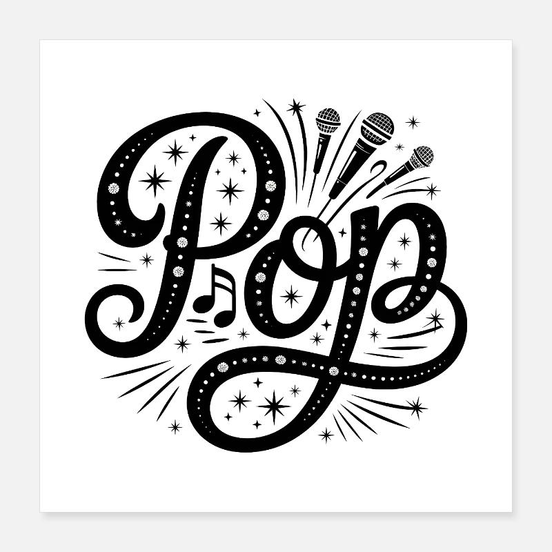 Pop - Cool Music Logo Poster 16" x 16" (40x40 cm)