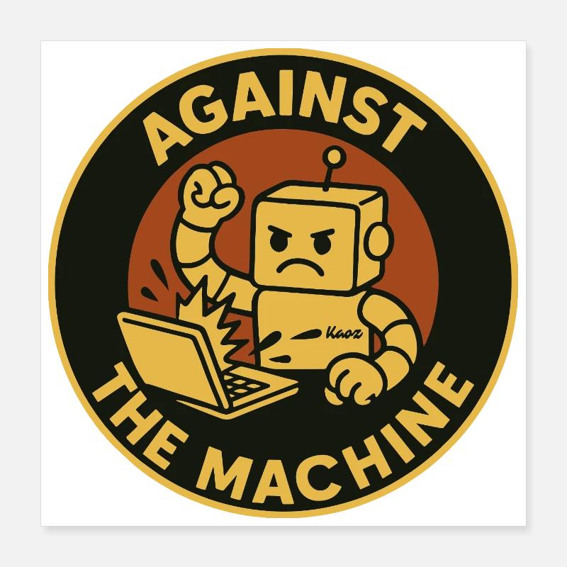Retro Robot Resistance Against the Machine Poster 16" x 16" (40x40 cm)