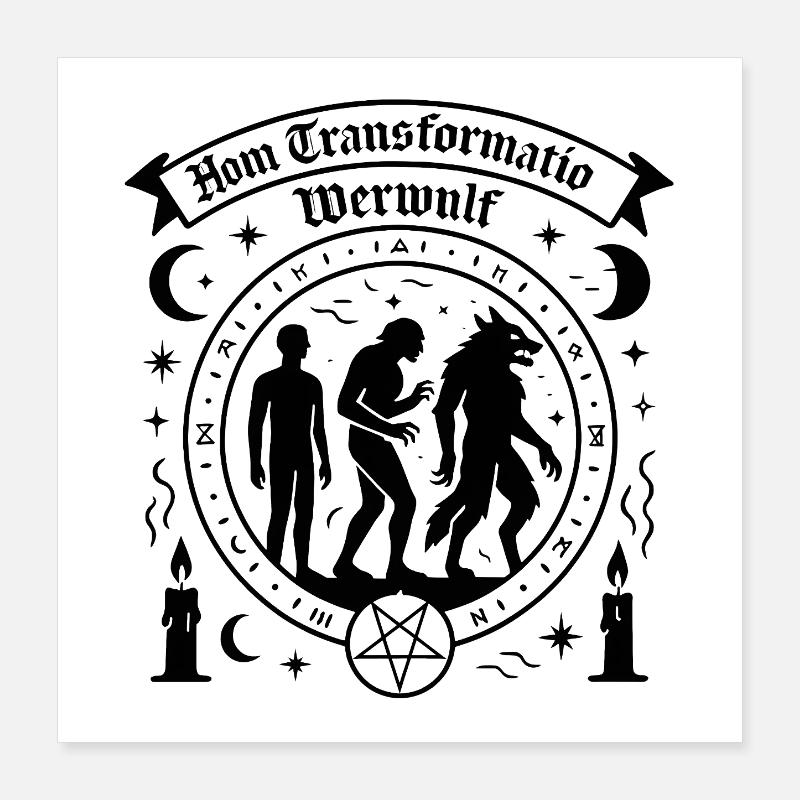 Mensch Werwolf Transformation Poster 40x40 cm