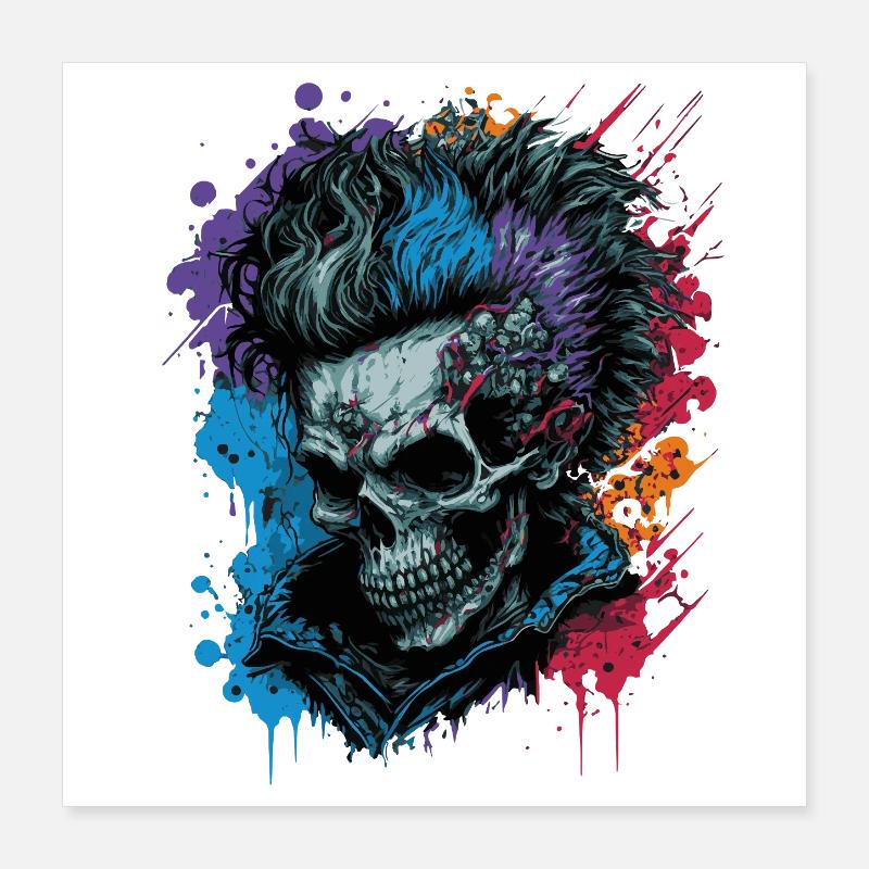 Rainbow Zombie Punk Poster 16" x 16" (40x40 cm)