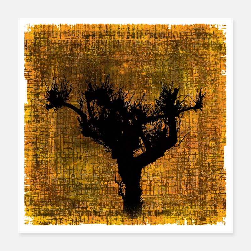 Vogelbaum Silhouette im Herbstfarben-Design Poster 40x40 cm