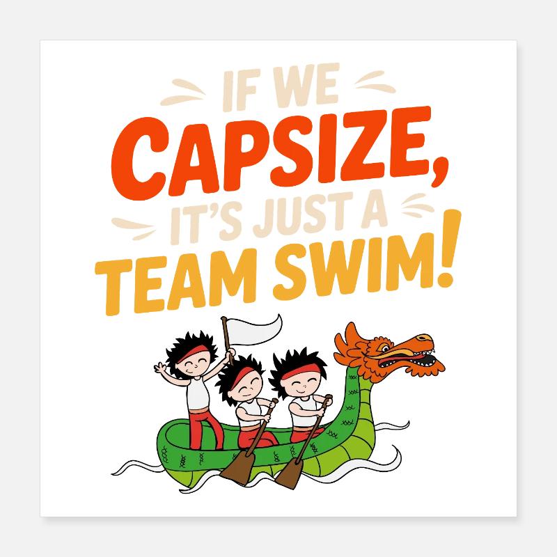 Équipage de course de bateaux-dragons Poster 40 x 40 cm