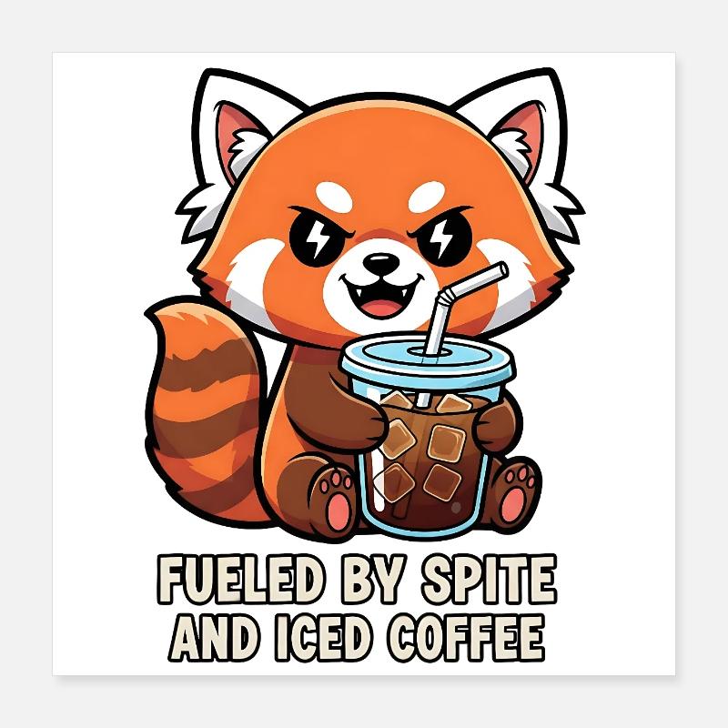 Effronté raton laveur café Meme Design Poster 40 x 40 cm