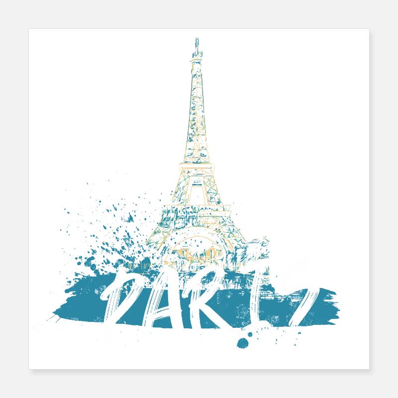Tour Eiffel de Paris avec calligraphie Poster 40 x 40 cm