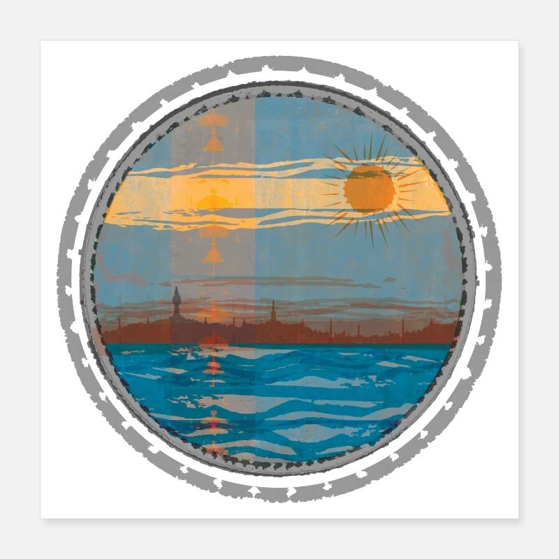 Coucher de soleil sur l’eau Poster 40 x 40 cm