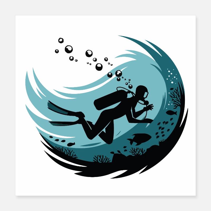 Deep Dives Underwater Motivation Poster 16" x 16" (40x40 cm)