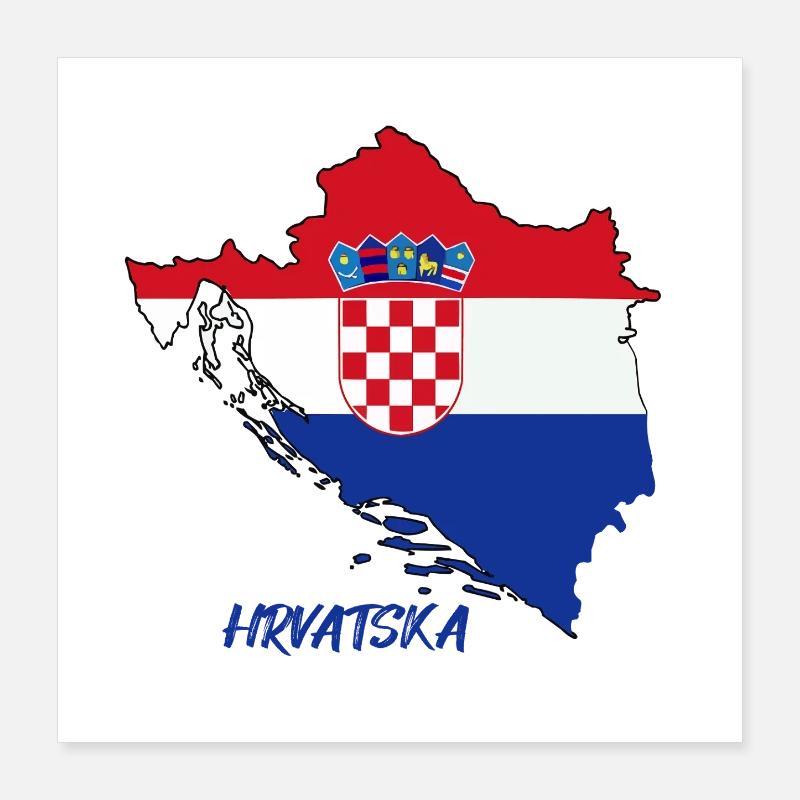 Croatia flag design on map Poster 16" x 16" (40x40 cm)