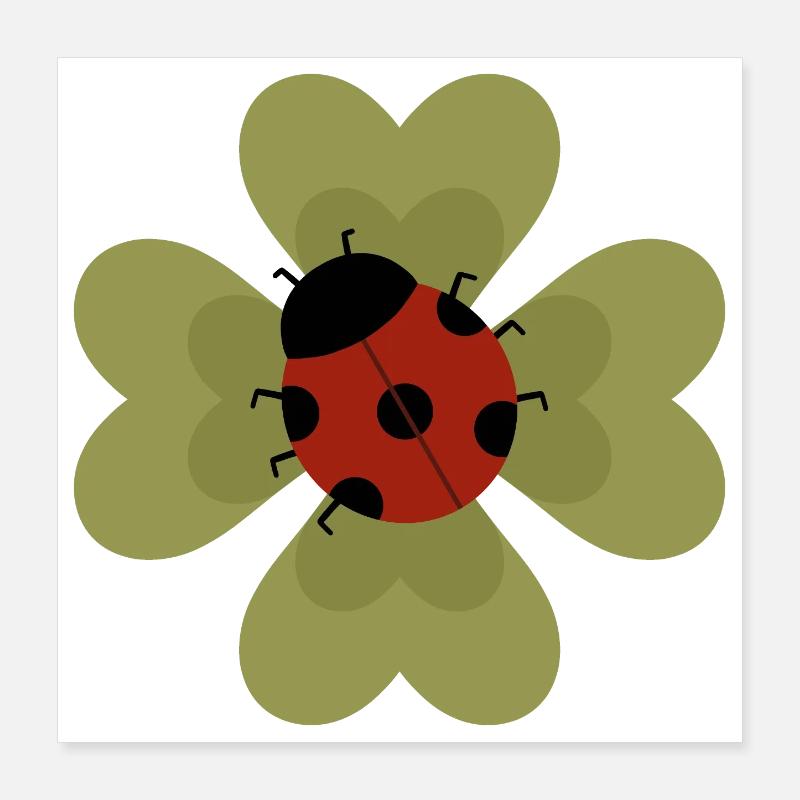 Marienkäfer Blumen Patch Design Poster 40x40 cm