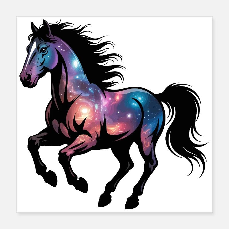 Galaxie-Pferd Poster 40x40 cm