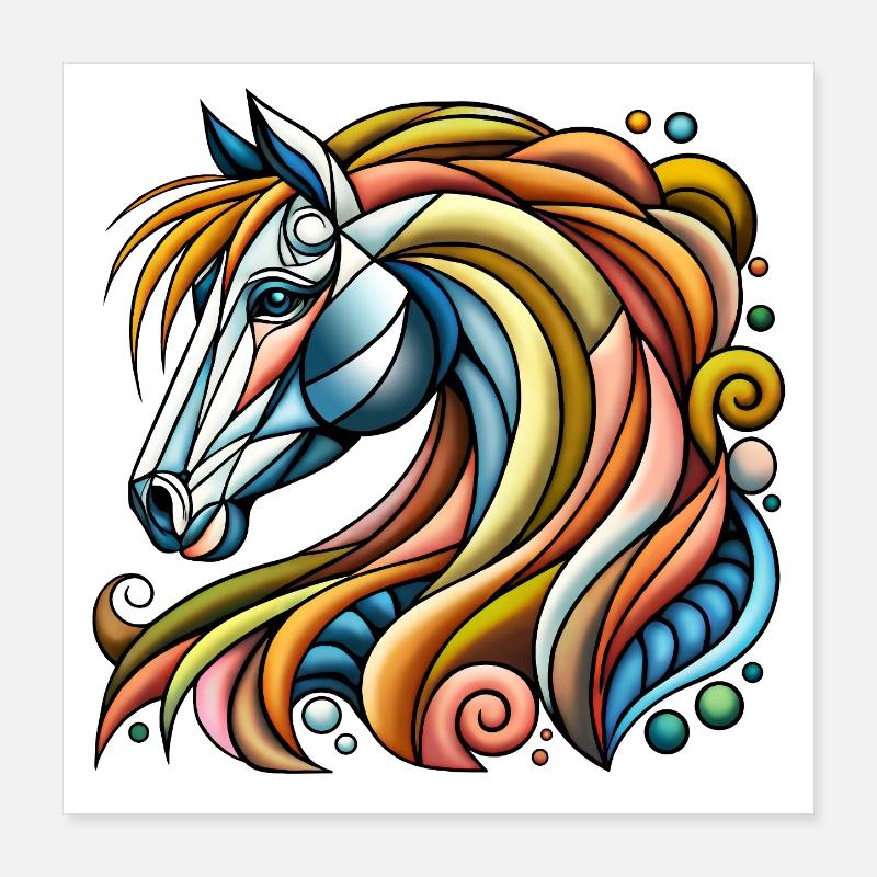 Heller geometrischer Pferdekopf Poster 40x40 cm