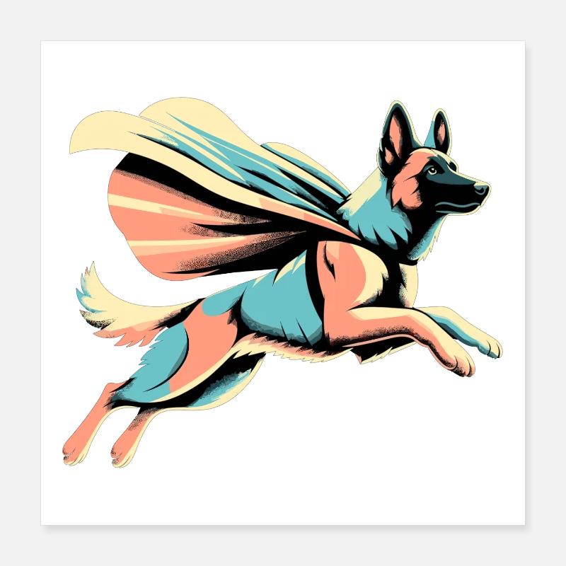 Super Maligator Belgian Shepherd Gift Poster 16" x 16" (40x40 cm)