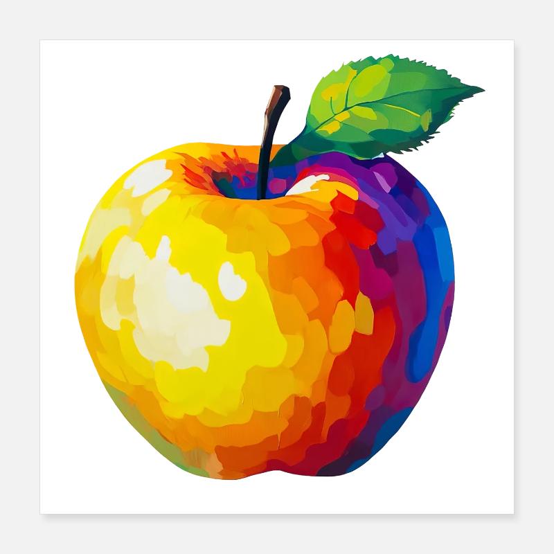 Farbenfroher Pixelapfel Poster 40x40 cm