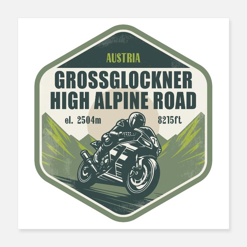 Moto Grossglockner High Alpine Road Austria Poster 40 x 40 cm