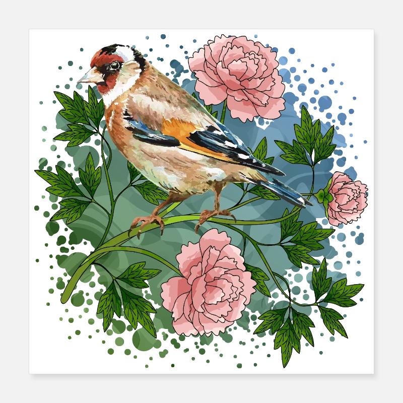 Bunter Vogel Poster 40x40 cm