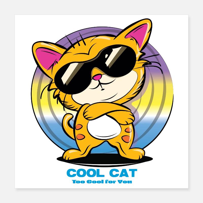 Coole Katze mit Sonnenbrille Poster 40x40 cm
