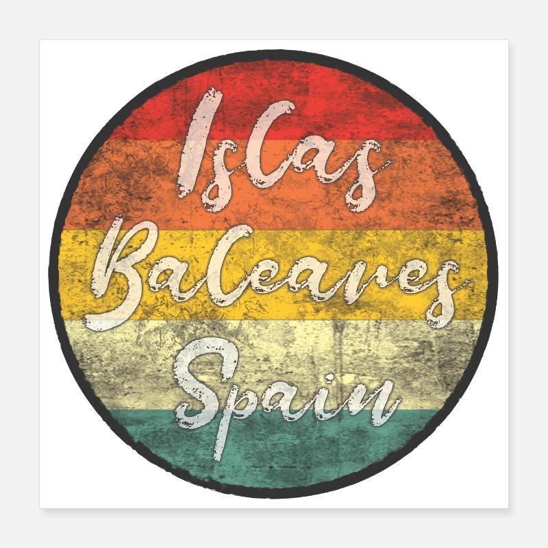Balearic Islands Vintage Flag Design Poster 16" x 16" (40x40 cm)