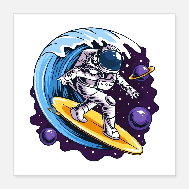 Space astronaut on surfboards Poster 16" x 16" (40x40 cm)