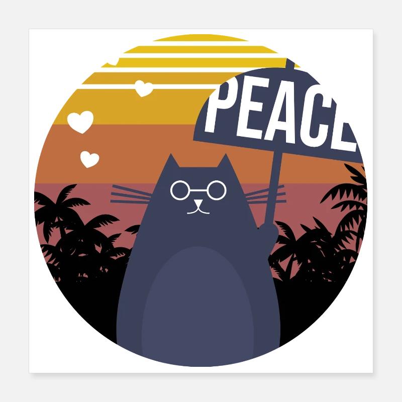 Cat Peace Poster 40x40 cm