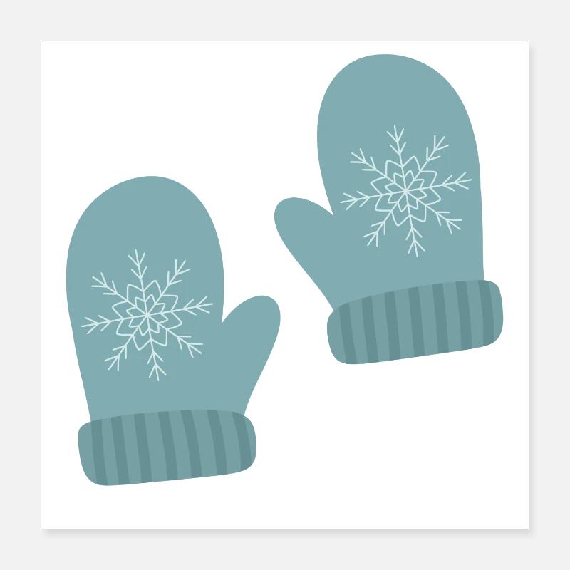 Winter Mittens Snowflake Design Poster 16" x 16" (40x40 cm)