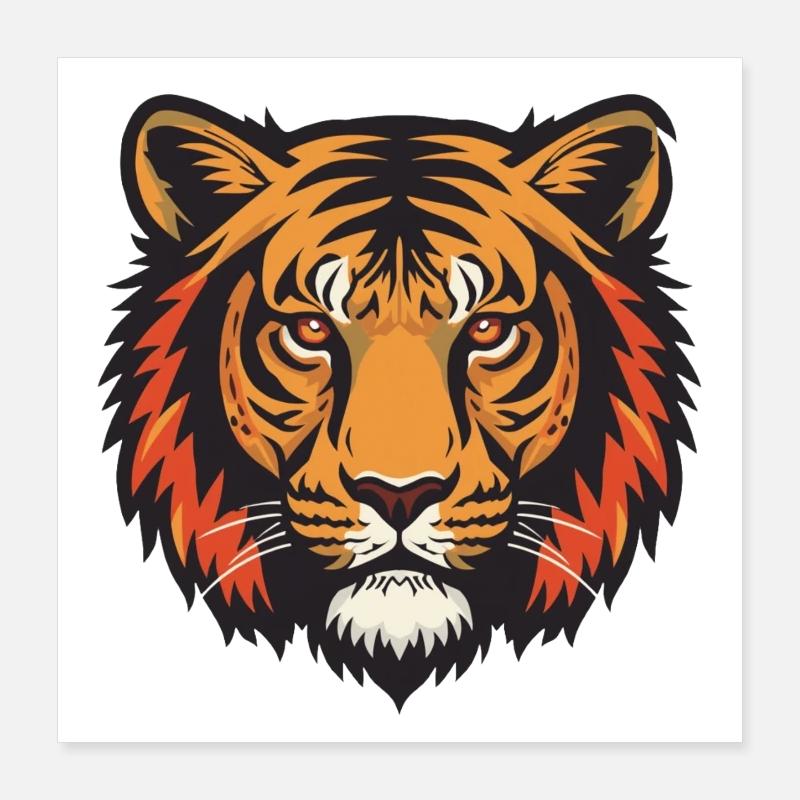 Impression expressive de tête de tigre Poster 40 x 40 cm