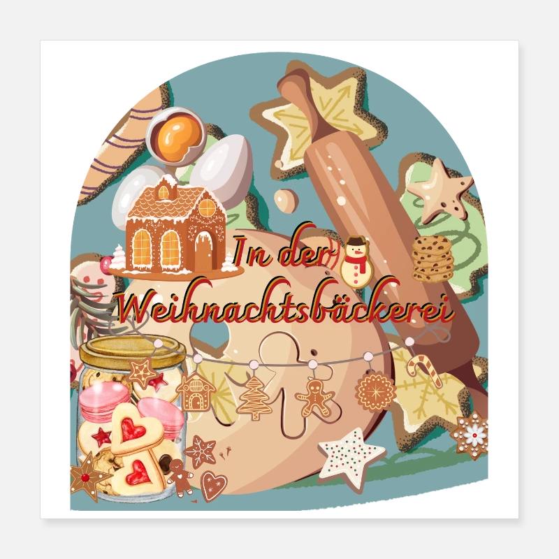 Weihnachtszeit In der Weihnachtsbäckerei Bogenform Poster 40x40 cm
