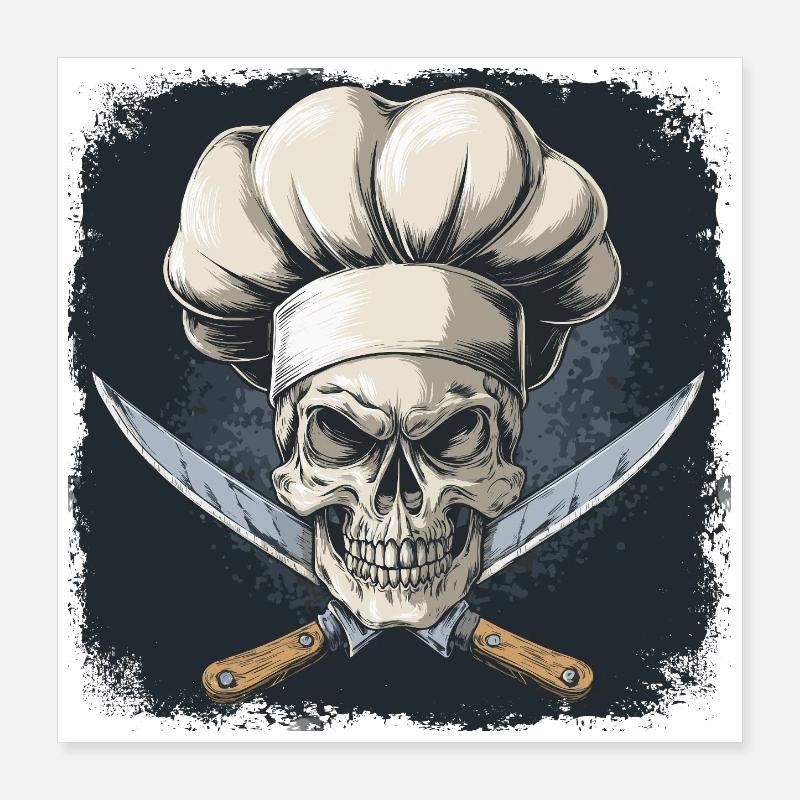 Skull with chef's hat Poster 16" x 16" (40x40 cm)