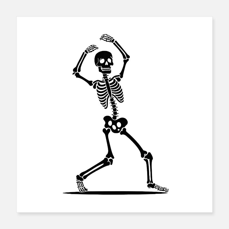 Silhouette de danse squelettique Poster 40 x 40 cm