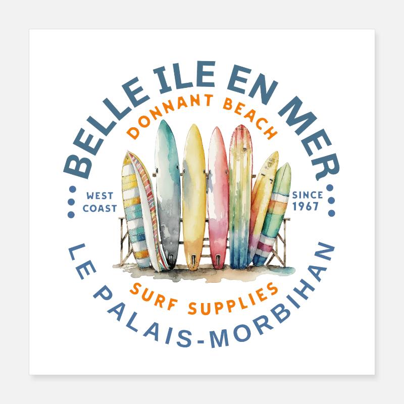 Surf Belle Ile en Mer  Poster 40 x 40 cm