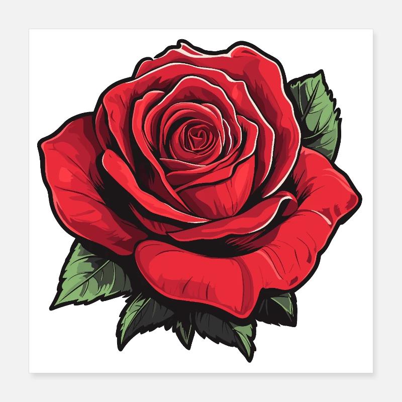 Rose en rouge Poster 40 x 40 cm
