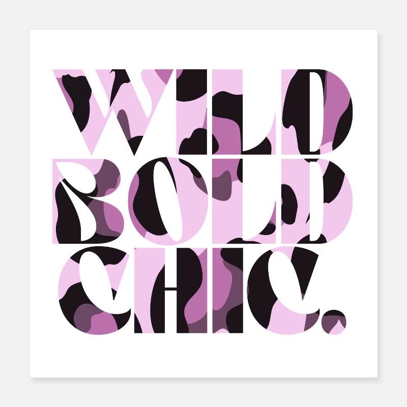 Wild Bold Chic Camo Typografie Poster 40x40 cm