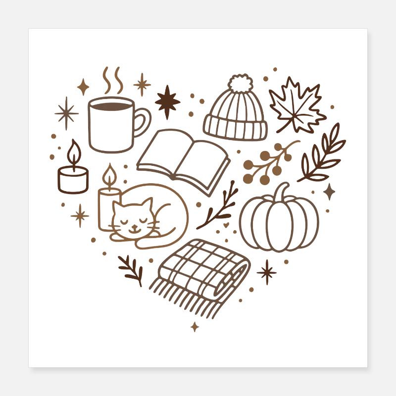 Herbstliche Kuschelabend Muster Poster 40x40 cm