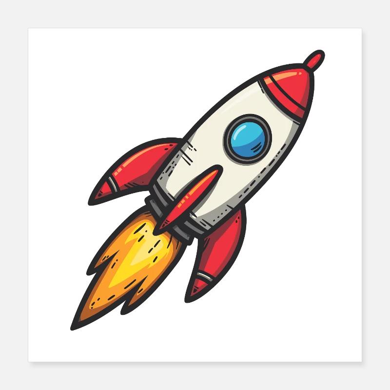 Cartoon Rocket Firestorm Poster 16" x 16" (40x40 cm)