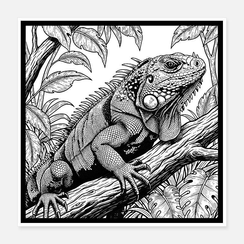 Iguane dans la jungle ! Poster 40 x 40 cm